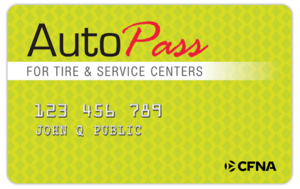 Image of a blank CFNA AutoPass credit card.