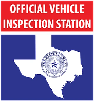 Graphics logo: TX Official Vehicle Inspection Station