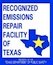 Recognized Emissions Repair Facility of Texas Badge